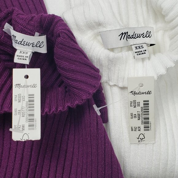 Madewell Mockneck Tank Sweater Set Women Size XXS Wine Ivory 2 Items [N0305] NWT - Picture 13 of 16